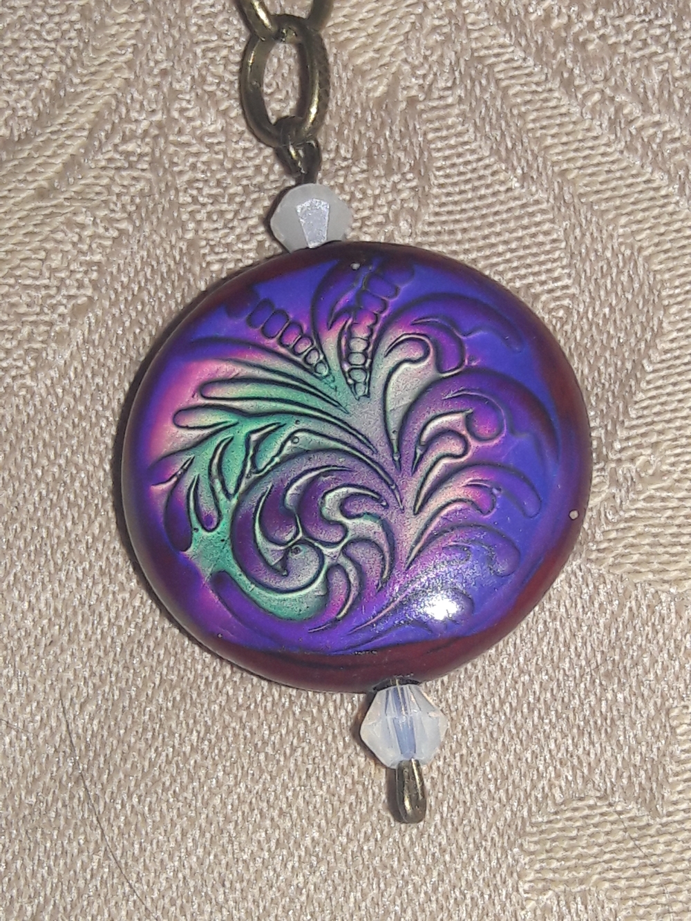 Mood Iridescent Purple Green Floral Pendant Necklace - Women Jewelry